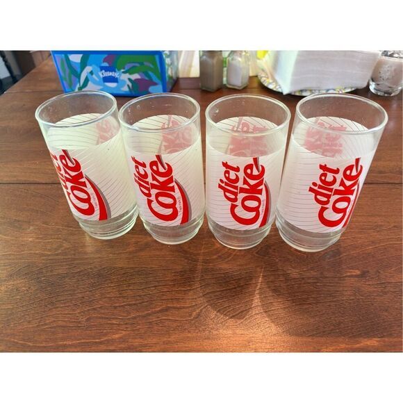 Coca Cola Other - Vintage 1970’s Diet Coke pinstripes glasses (Set of 4)